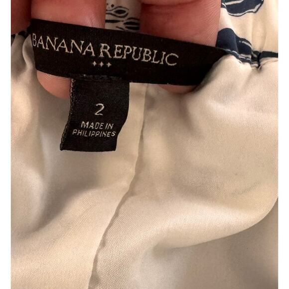 Banana Republic Factory Off the Shoulder Size 2 Navy Blue White Dress - Picture 4 of 9